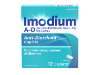 Frente del envase de IMODIUM® A-D Medicamento Antidiarreico Caplets (Comprimidos recubiertos) de rápida acción con loperamida.
