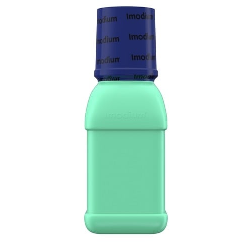 Back bottle of IMODIUM® Anti-Diarrheal Oral Solution.